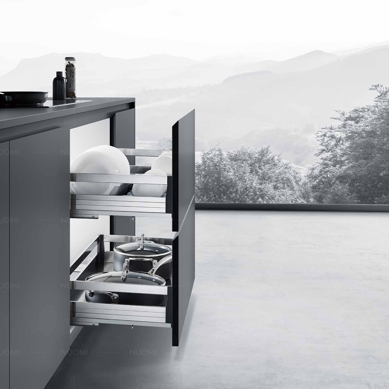 kitchen matt grey tall pantry unit