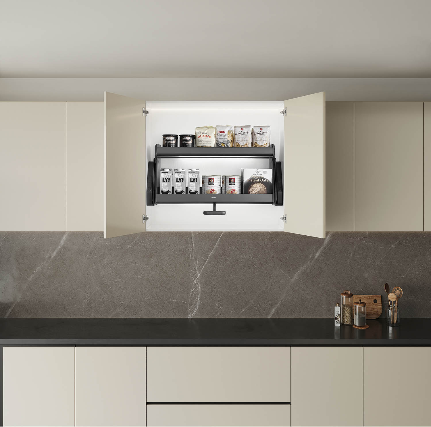 kitchen matt grey tall pantry unit